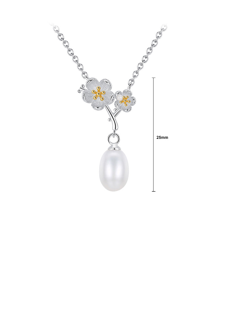 925 Sterling Silver Fashion and Elegant Plum Freshwater Pearl Pendant and Necklace - Luxurious Look