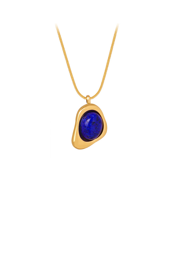 Fashion and Personalized Plated Gold 316L Stainless Steel Irregular Geometric Pendant with Necklace