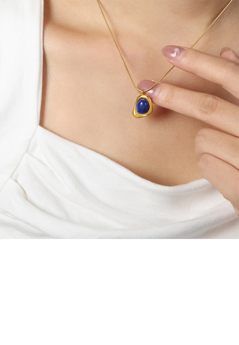 Fashion and Personalized Plated Gold 316L Stainless Steel Irregular Geometric Pendant with Necklace