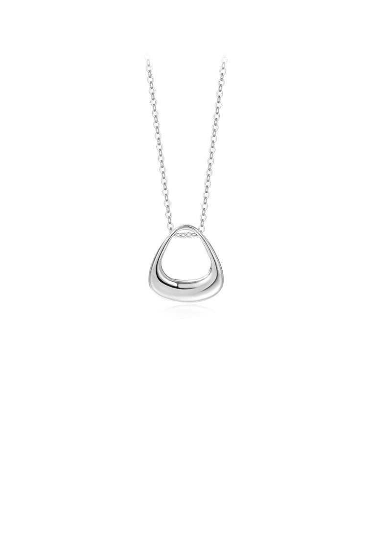 925 Sterling Silver Simple and Fashion Hollow Triangle Pendant with Necklace
