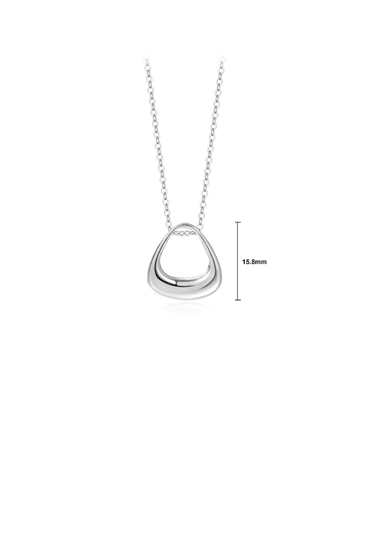 925 Sterling Silver Simple and Fashion Hollow Triangle Pendant with Necklace