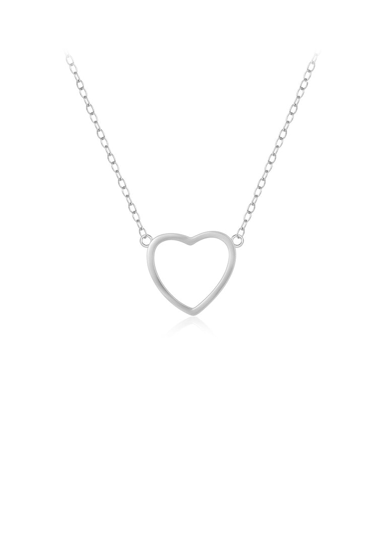 925 Sterling Silver Simple and Fashion Hollow Heart-shaped Pendant with Necklace