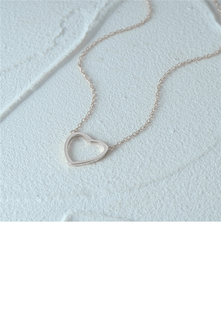 925 Sterling Silver Simple and Fashion Hollow Heart-shaped Pendant with Necklace
