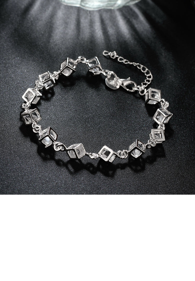 Simple Geometric Square Bracelet with Austrian Element Crystal