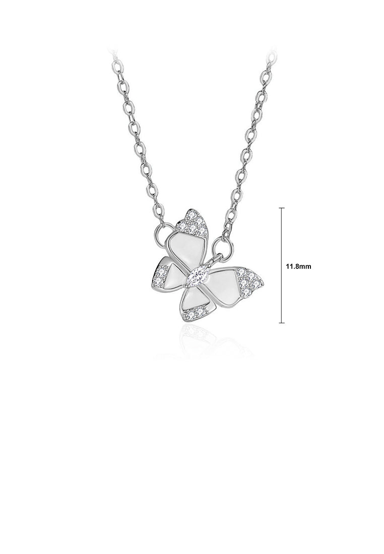 925 Sterling Silver Fashion and Elegant Butterfly Pendant with Cubic Zirconia and Necklace - Luxurious Look