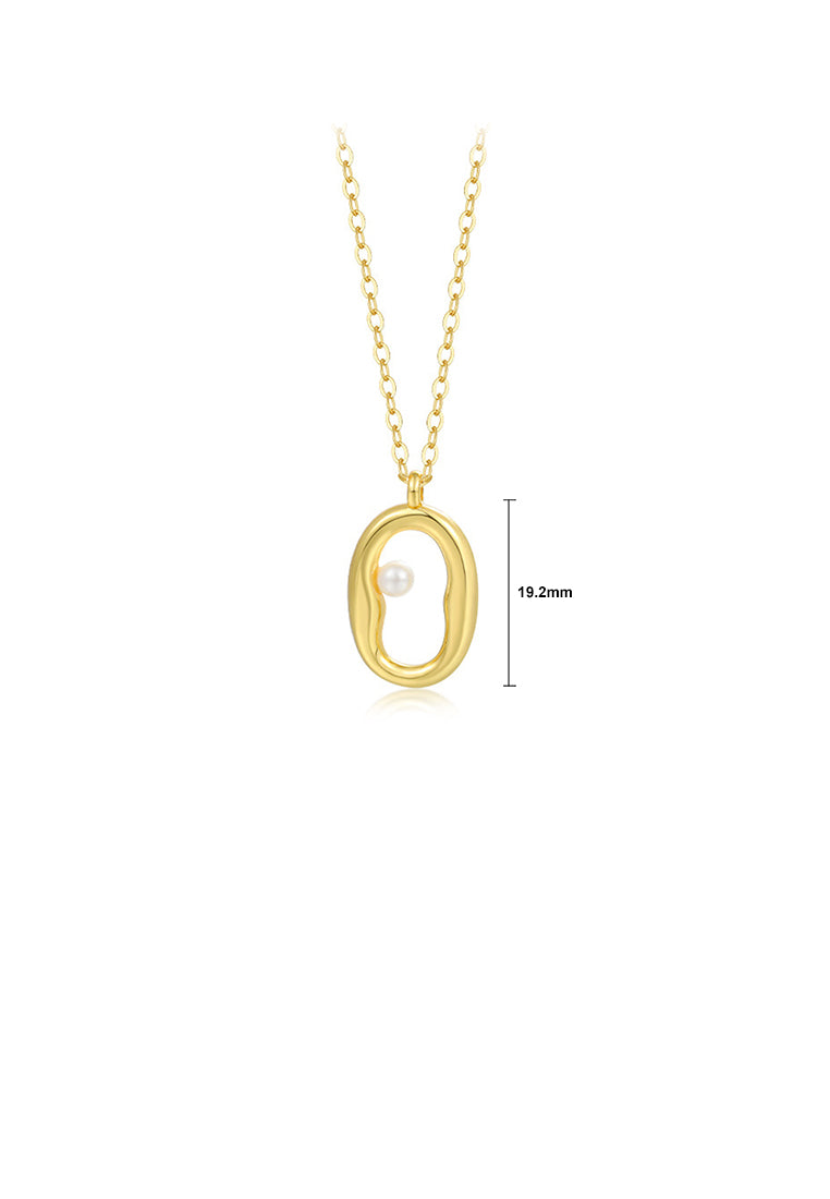 925 Sterling Silver Plated Gold Simple and Fashion Hollow Möbius Pendant with Imitation Pearls and Necklace