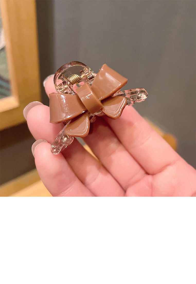 Simple Sweet Brown Ribbon Hair Claw - Elegant Hairpiece - Vibrant Color