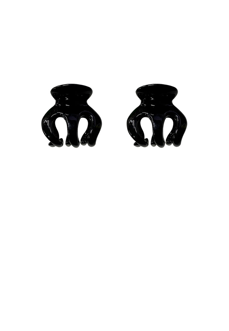 Simple And Fashion Black Geometric Hair Claw 2-Pack - Elegant Hairpiece