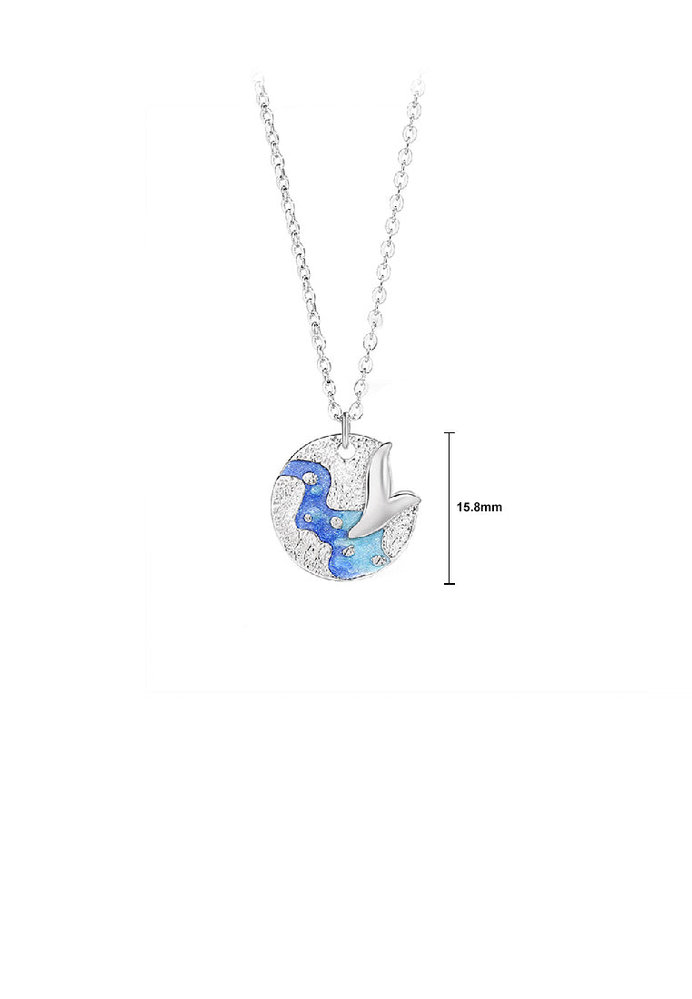 925 Sterling Silver Fashion Romantic Enamel Mermaid Geometric Couple Pendant with Necklace For Men