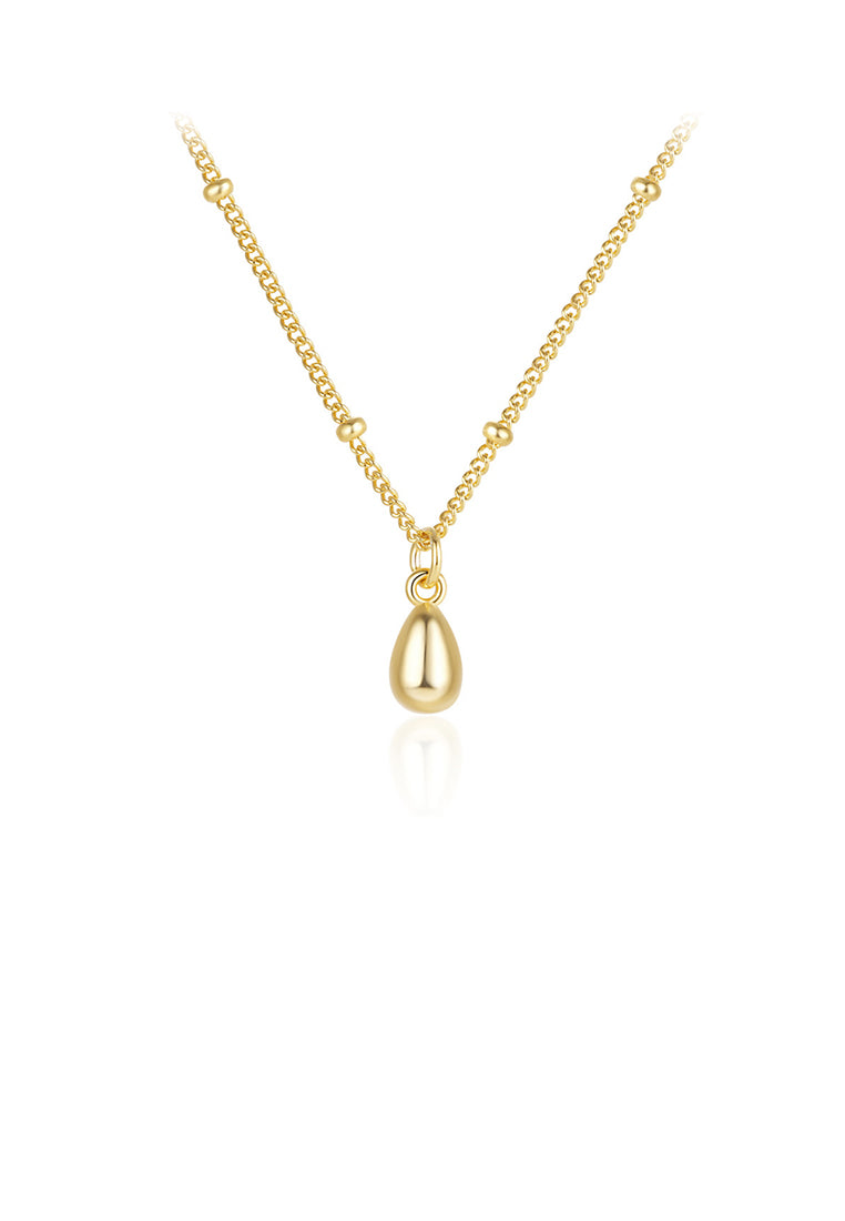 925 Sterling Silver Plated Gold Simple and Fashion Water Drop-shaped Pendant with Necklace