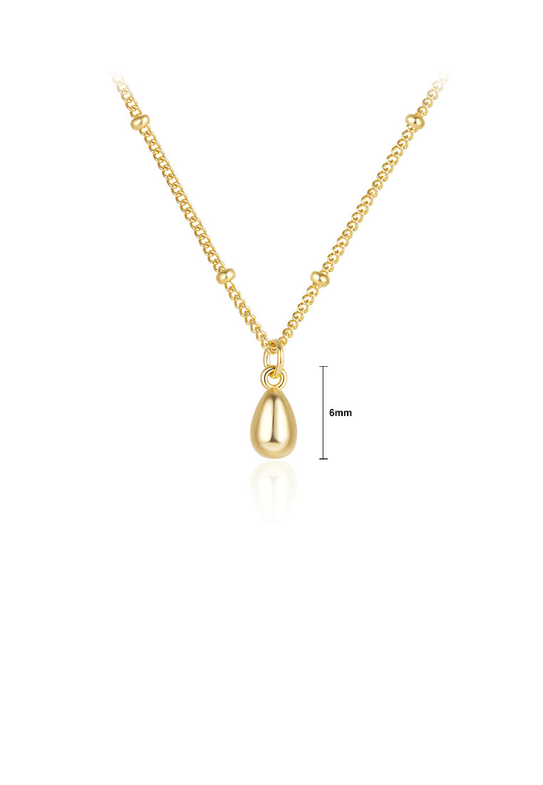 925 Sterling Silver Plated Gold Simple and Fashion Water Drop-shaped Pendant with Necklace