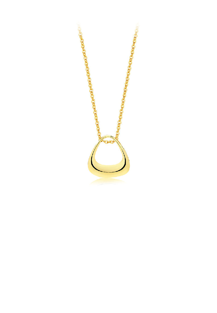 925 Sterling Silver Plated Gold Simple Fashion Hollow Triangular Geometric Pendant with Necklace