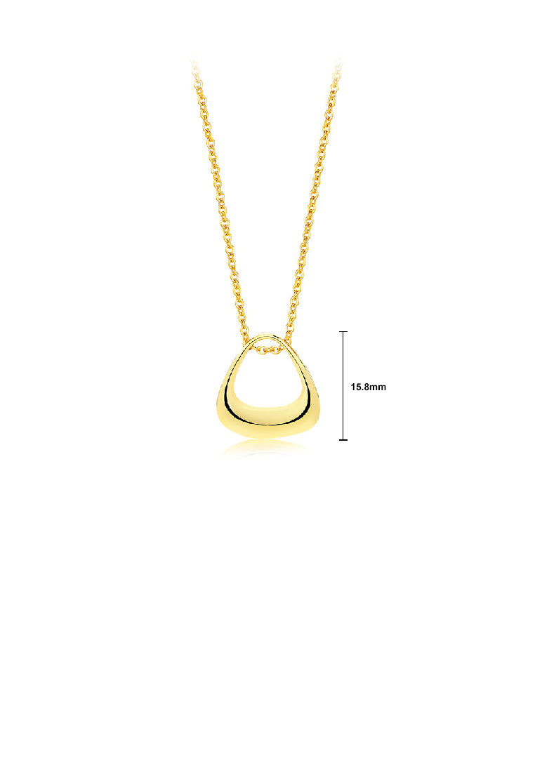 925 Sterling Silver Plated Gold Simple Fashion Hollow Triangular Geometric Pendant with Necklace