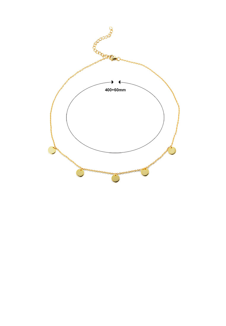 925 Sterling Silver Plated Gold Simple Fashion Geometric Disc Necklace