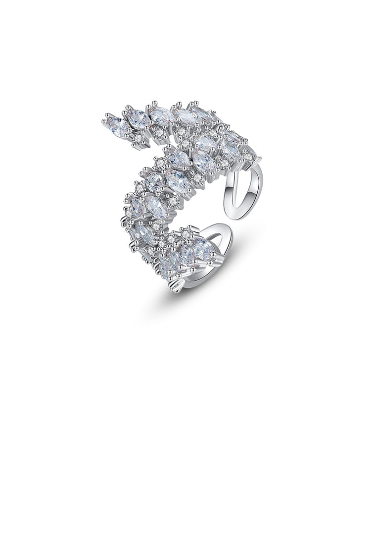 Fashion Bright Geometric Cubic Zirconia Adjustable Open Ring - Luxurious Look