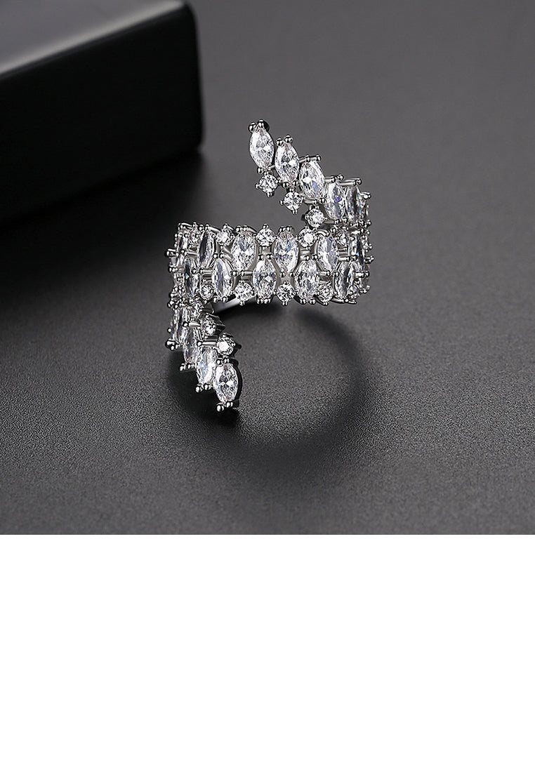Fashion Bright Geometric Cubic Zirconia Adjustable Open Ring - Luxurious Look