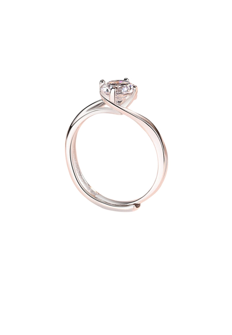 925 Sterling Silver Fashion Simple Round Cubic Zircon Adjustable Ring