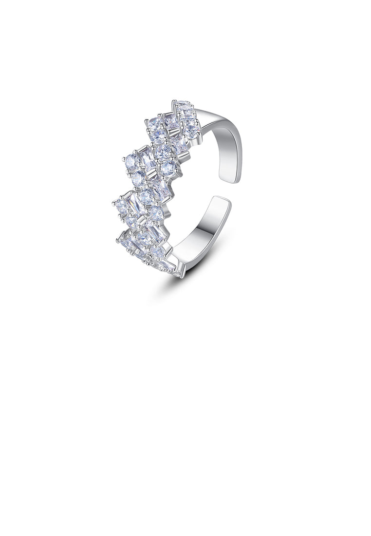 Simple Fashion Geometric Cubic Zirconia Adjustable Open Ring - Luxurious Look
