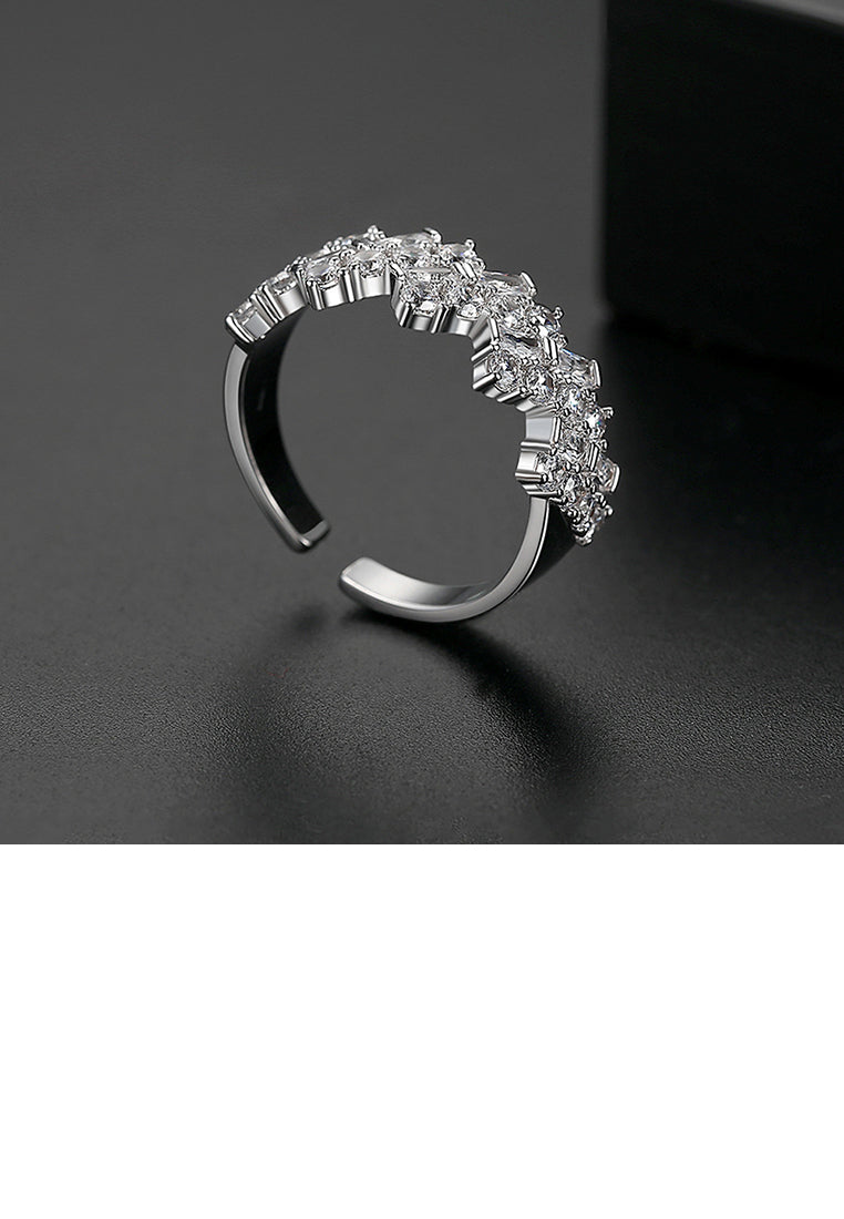 Simple Fashion Geometric Cubic Zirconia Adjustable Open Ring - Luxurious Look