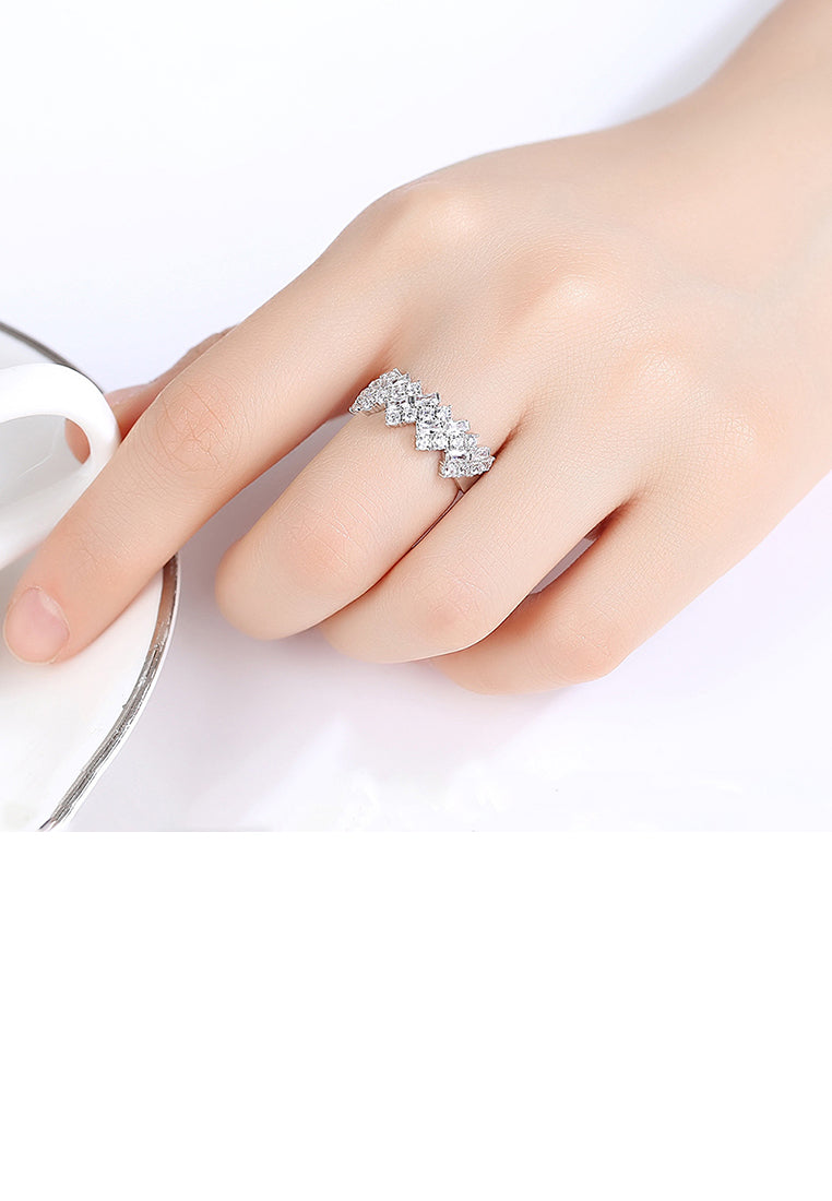 Simple Fashion Geometric Cubic Zirconia Adjustable Open Ring - Luxurious Look