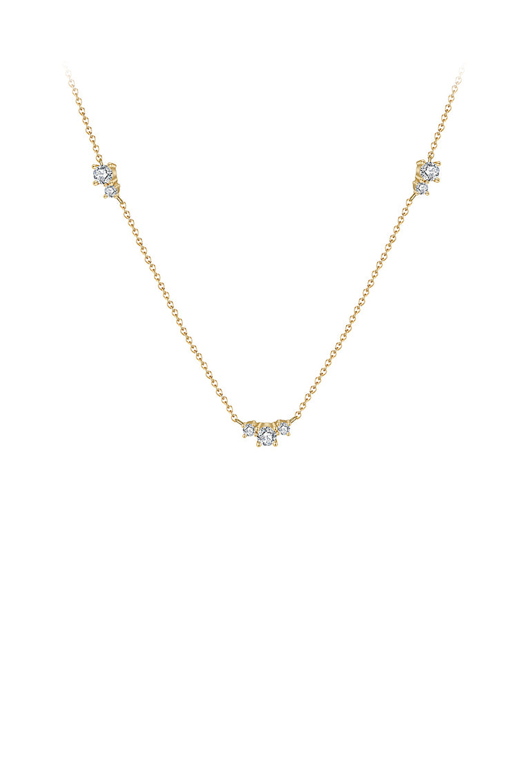 925 Sterling Silver Plated Gold Simple and Fashion Geometric Cubic Zirconia Necklace - Luxurious Look