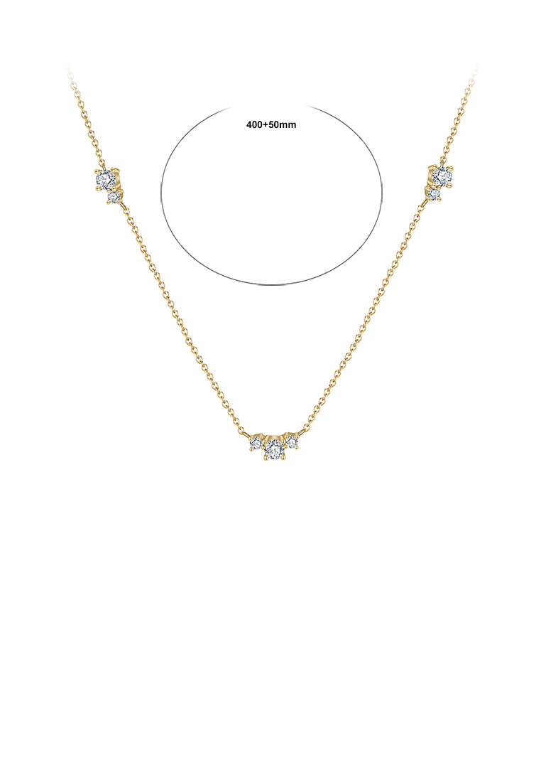 925 Sterling Silver Plated Gold Simple and Fashion Geometric Cubic Zirconia Necklace - Luxurious Look