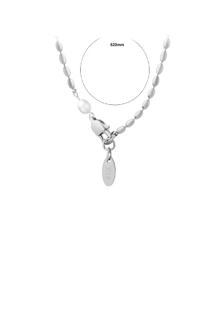 Fashion Simple 316L Stainless Steel Geometric Beaded Imitation Pearl Necklace - Luxurious Look