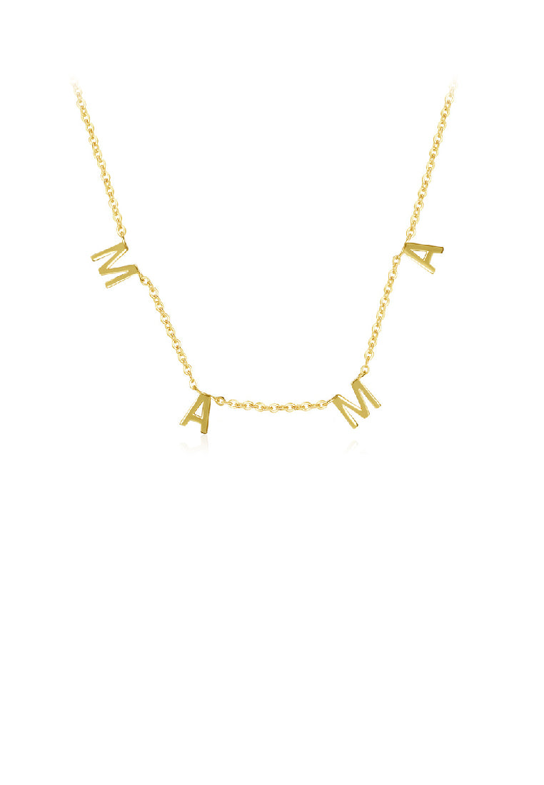 925 Sterling Silver Plated Gold Fashion Simple Alphabet Mama Necklace
