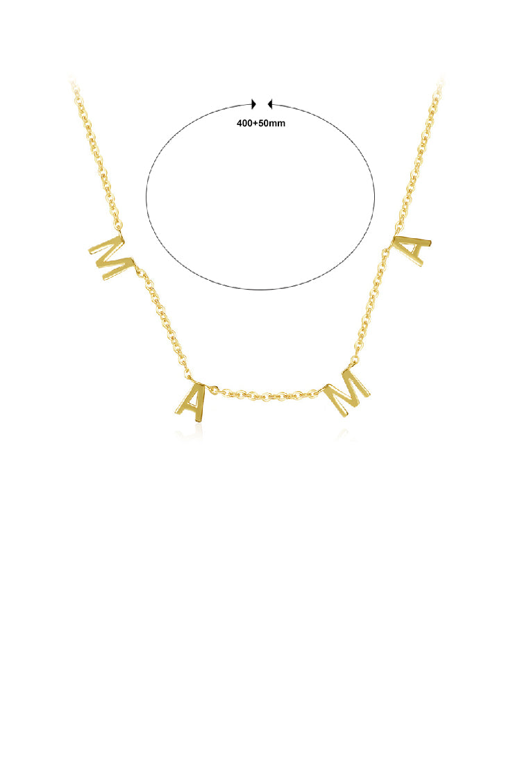 925 Sterling Silver Plated Gold Fashion Simple Alphabet Mama Necklace