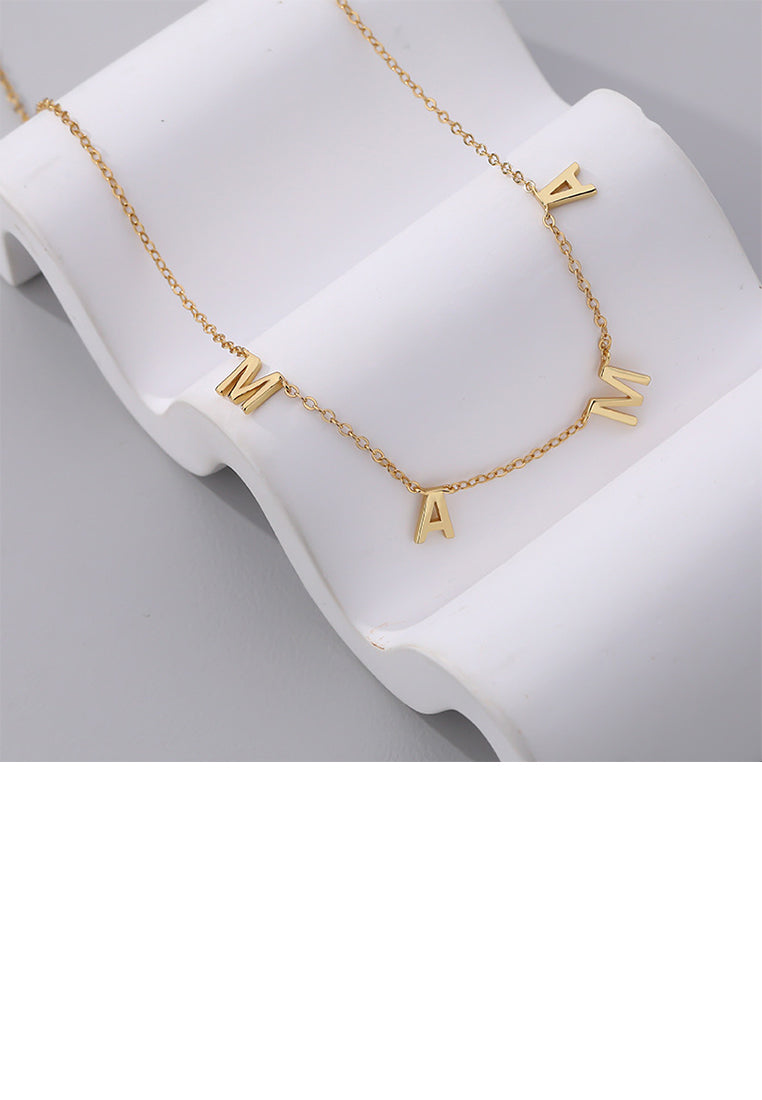 925 Sterling Silver Plated Gold Fashion Simple Alphabet Mama Necklace