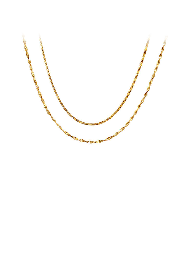 Simple Personality Plated Gold 316L Stainless Steel Double Layer Chain Necklace