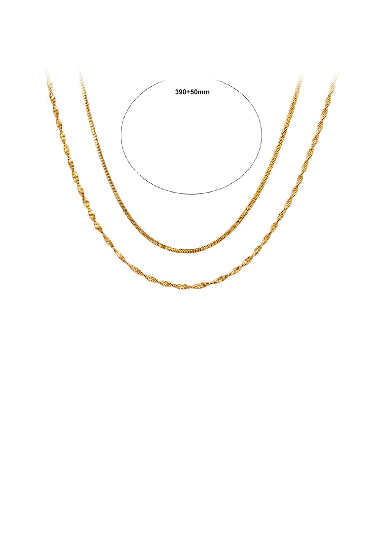 Simple Personality Plated Gold 316L Stainless Steel Double Layer Chain Necklace