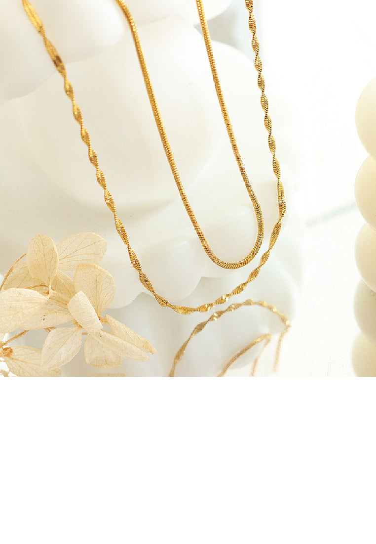 Simple Personality Plated Gold 316L Stainless Steel Double Layer Chain Necklace