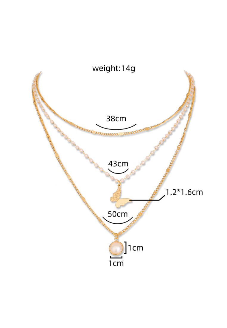 Fashion Elegant Plated Gold Irregular Imitation Pearl Beaded Multilayer Necklace - Luxurious Look