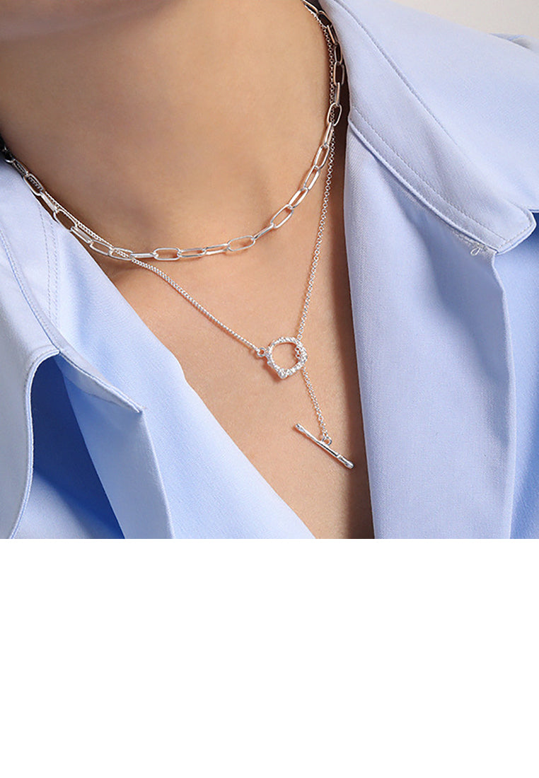 925 Sterling Silver Simple Fashion Geometric Circle Necklace