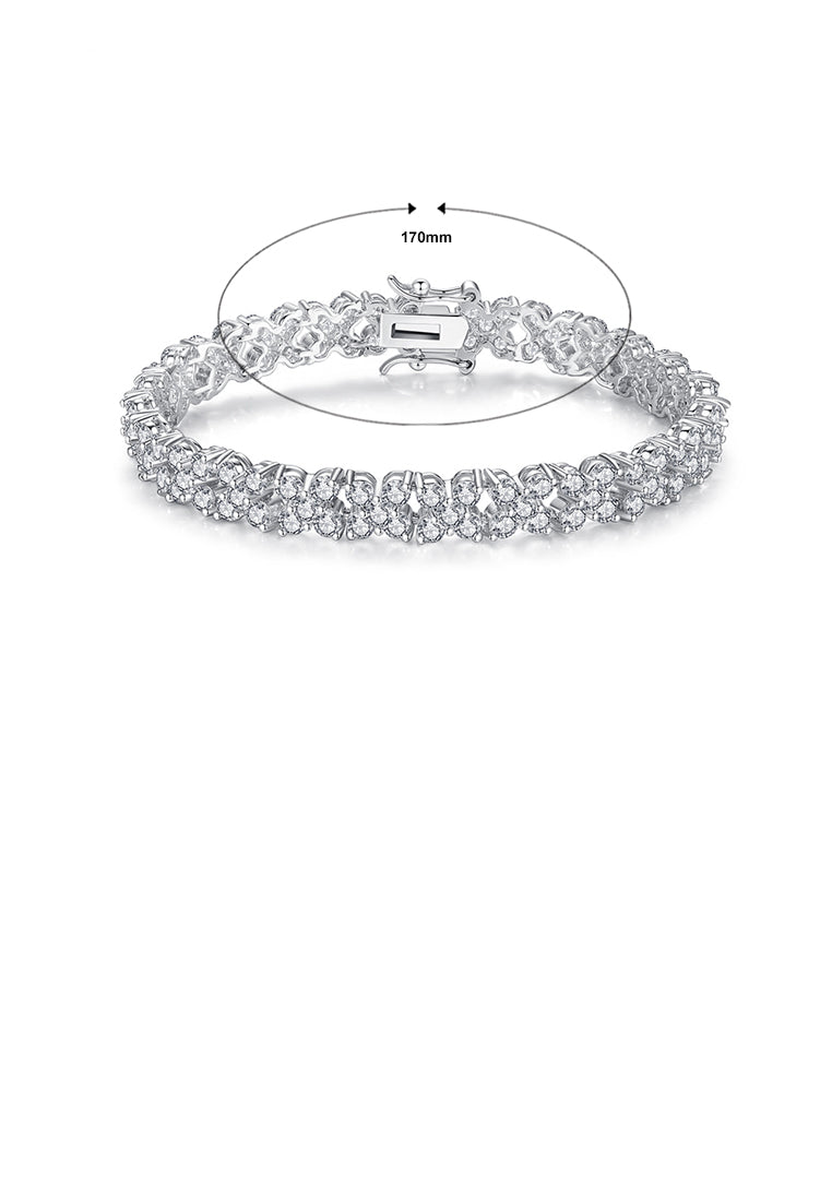Fashion and Elegant Flower Bracelet with Cubic Zirconia 17cm - Luxurious Look
