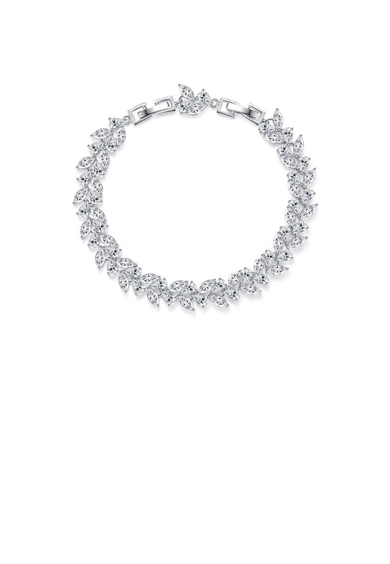 Elegant Bright Leaf Cubic Zirconia Bracelet - Luxurious Look