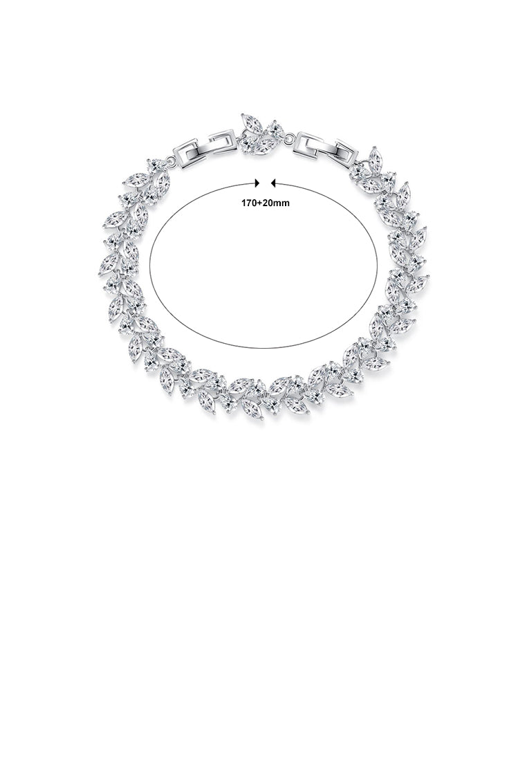 Elegant Bright Leaf Cubic Zirconia Bracelet - Luxurious Look