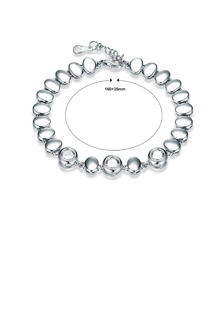 925 Sterling Silver Simple Elegant Oval Cubic Zircon Bracelet
