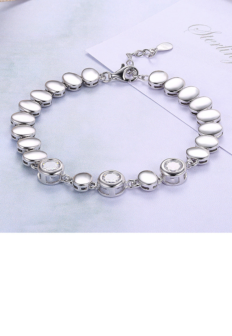 925 Sterling Silver Simple Elegant Oval Cubic Zircon Bracelet