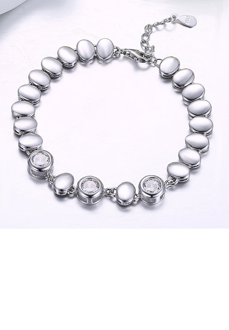 925 Sterling Silver Simple Elegant Oval Cubic Zircon Bracelet