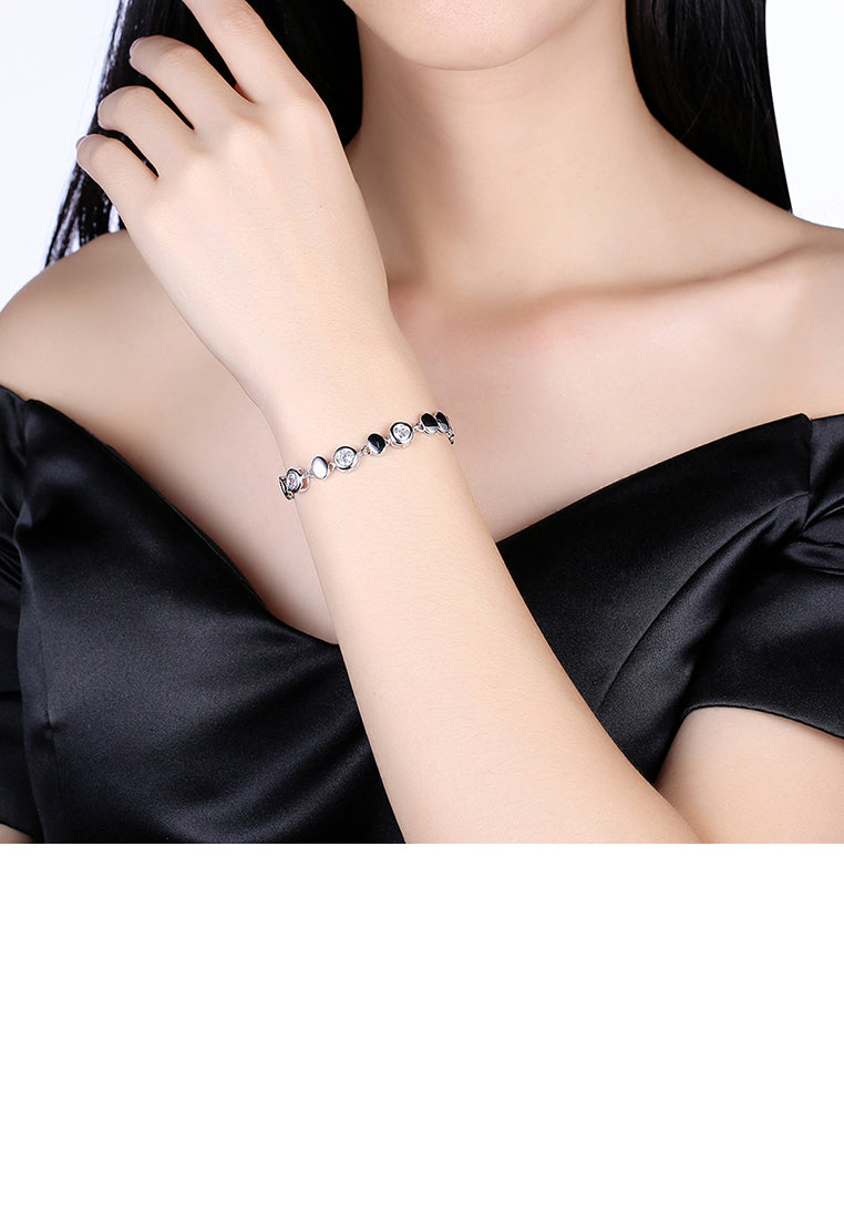 925 Sterling Silver Simple Elegant Oval Cubic Zircon Bracelet