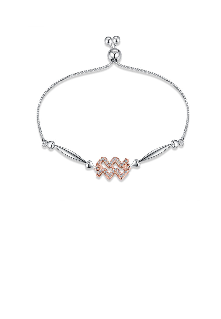 925 Sterling Silver Fashion Simple Aquarius Bracelet with Cubic Zircon
