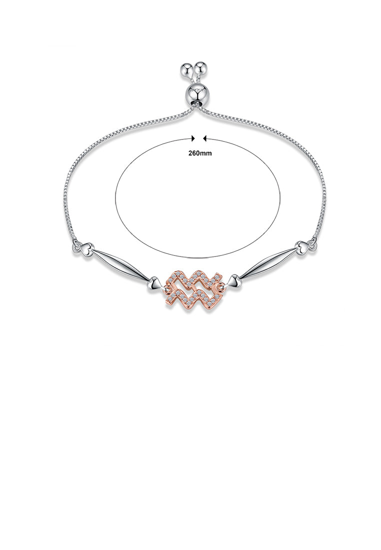 925 Sterling Silver Fashion Simple Aquarius Bracelet with Cubic Zircon