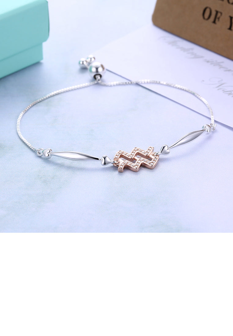 925 Sterling Silver Fashion Simple Aquarius Bracelet with Cubic Zircon