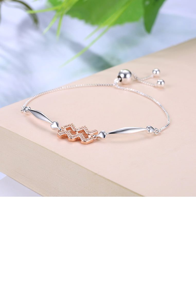925 Sterling Silver Fashion Simple Aquarius Bracelet with Cubic Zircon