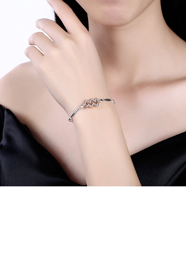 925 Sterling Silver Fashion Simple Aquarius Bracelet with Cubic Zircon