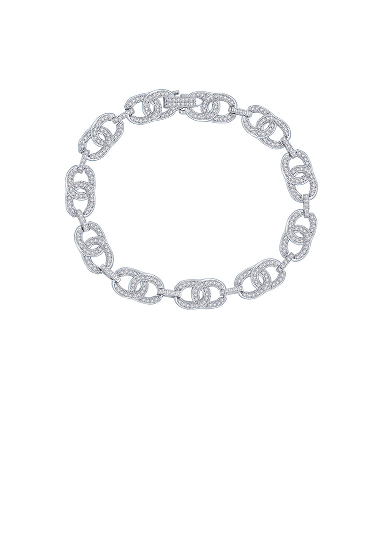Fashion and Elegant Geometric Double Round Bracelet with Cubic Zirconia 19cm - Luxurious Look
