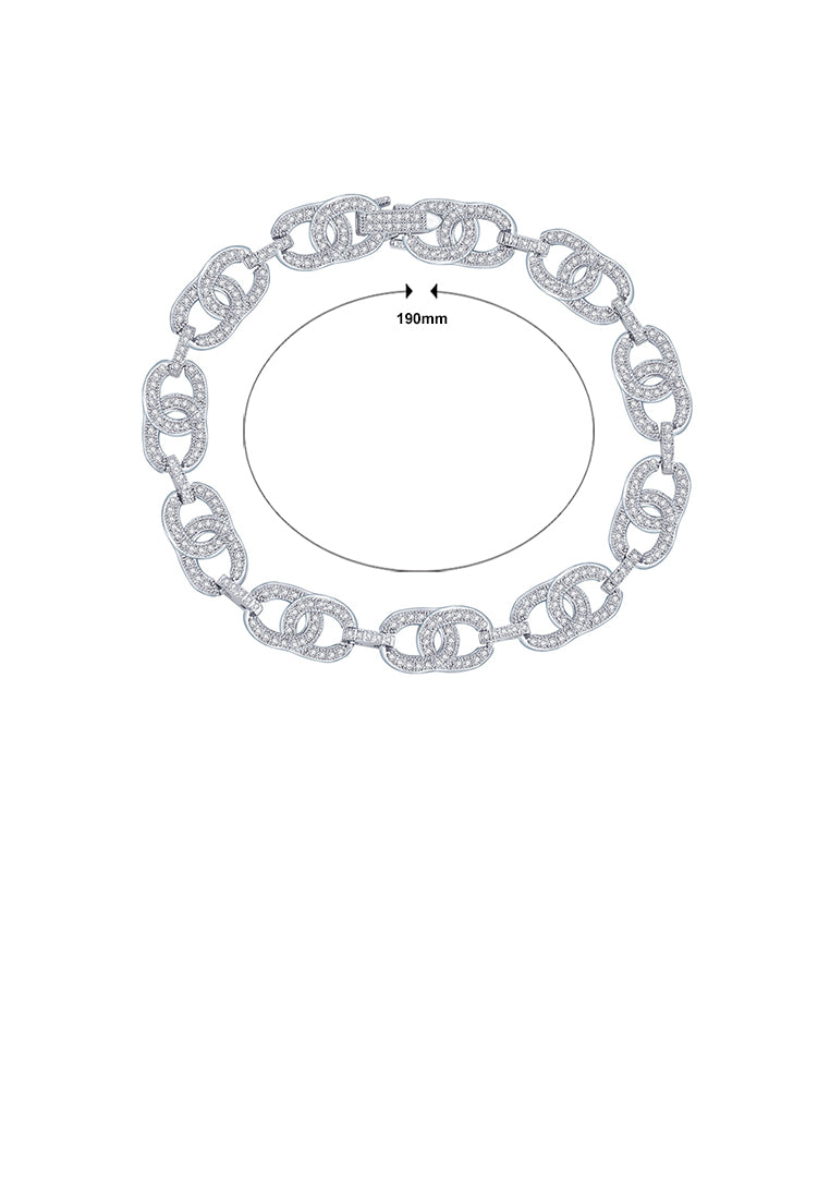 Fashion and Elegant Geometric Double Round Bracelet with Cubic Zirconia 19cm - Luxurious Look