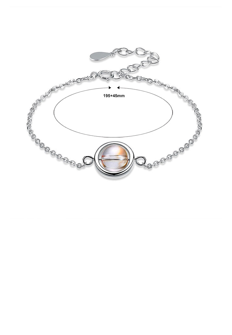 925 Sterling Silver Rotating Bead Bracelet with Austrian Element Crystal